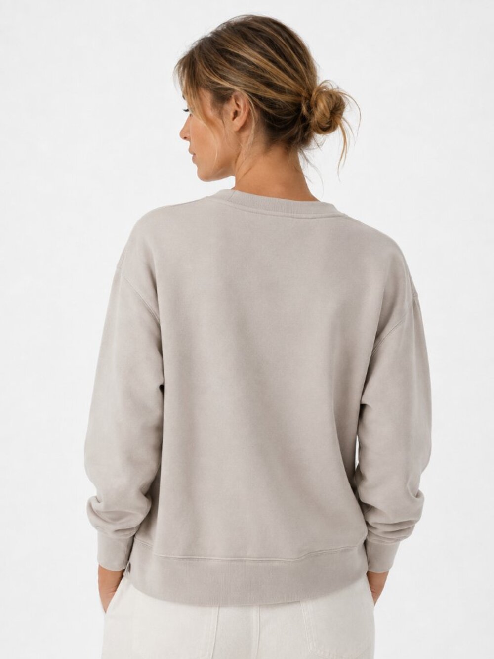 Brochu Walker Mallo Sweatshirt Oyster French Terry Crewneck Loungewear Small - Picture 2 of 7